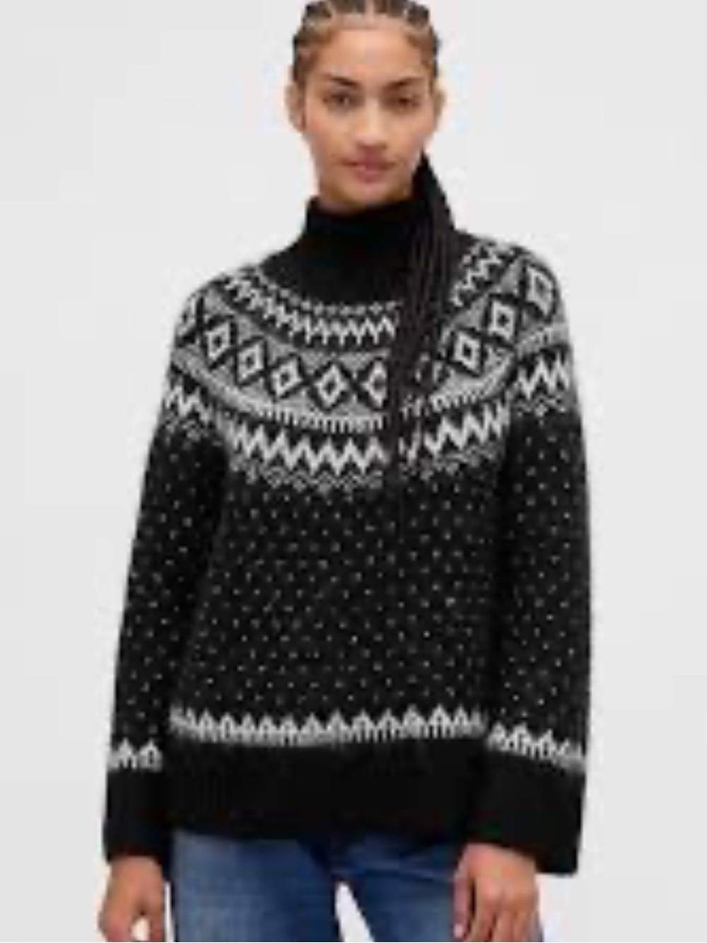 NWT GAP Fair Isle Fuzzy Oversized Turtleneck Sweater Size M
